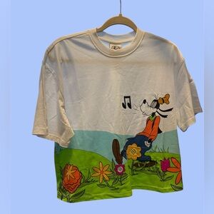 Mickey Mouse & Goofy Crop Top Shirt